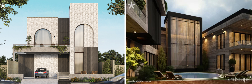 Front Elevation of Residential with Pool View of a 2000 SQYD House 