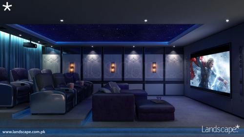 Grand Theatre in the House with Accoustics for Surround Sound System, Reclining Theatre Seats, Fiber Optic Lights in the Ceiling