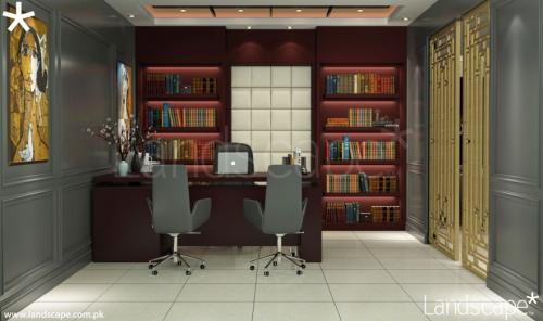 Home Office with Detailed Shelving 