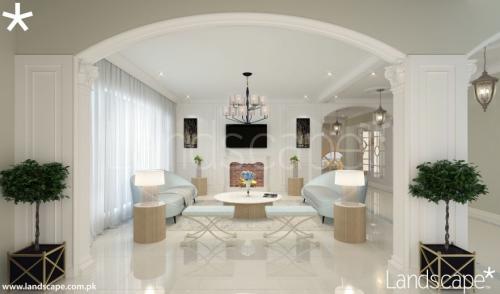Living Room with an Arched Entrance 
