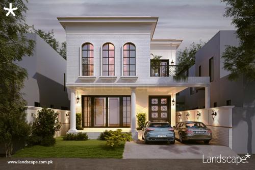 Modern Classical Front Facade for a 500 SQYD Residence 